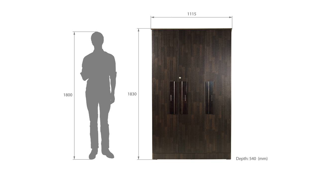 Regina 3 door wardrobe wenge color melamine finish 6