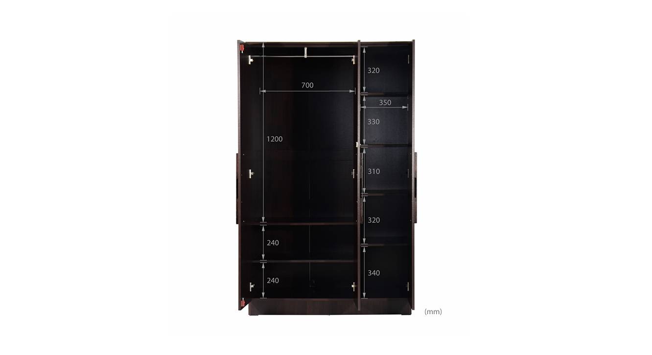 Regina 3 door wardrobe wenge color melamine finish 7
