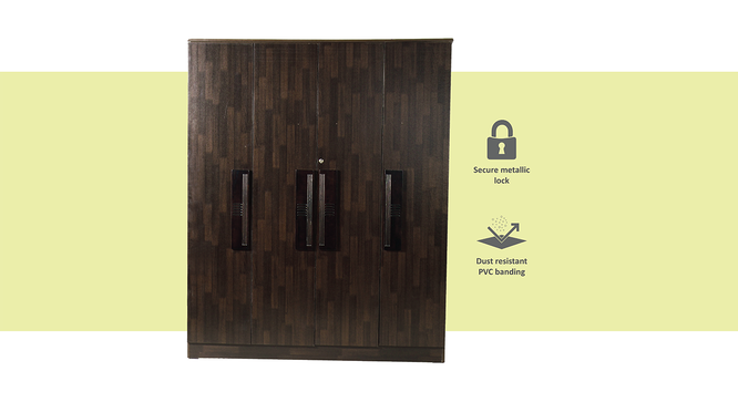 Trisha 4 door Wardrobe (Melamine Finish, Wenge) by Urban Ladder - Front View Design 1 - 372389