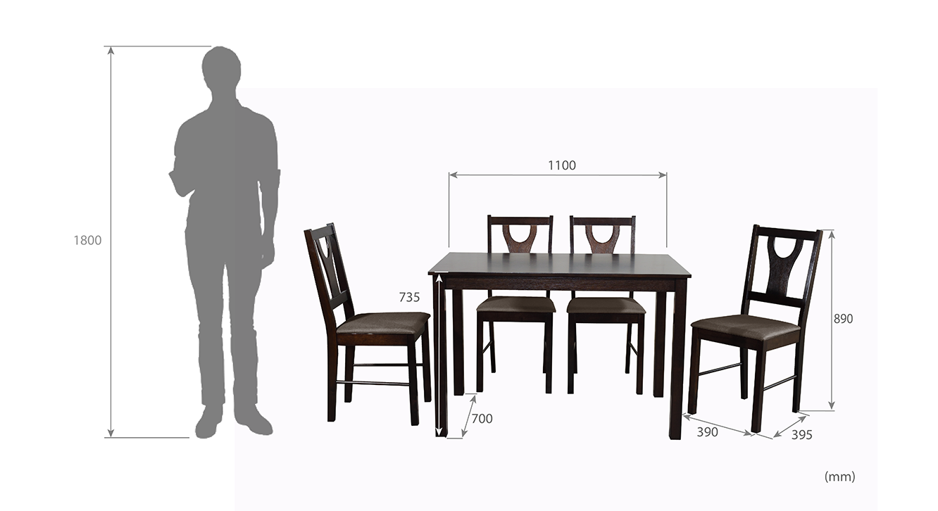 Zoie 4 seater dining set wenge color veneer finish 6