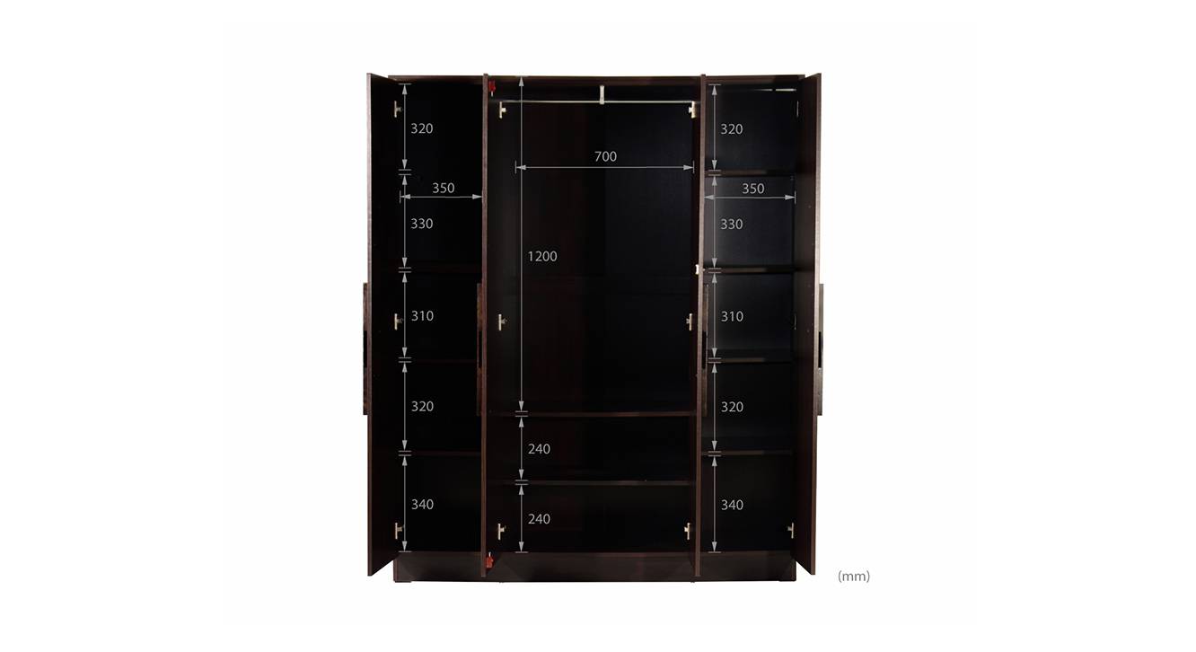 Trisha 4 door wardrobe wenge color melamine finish 7
