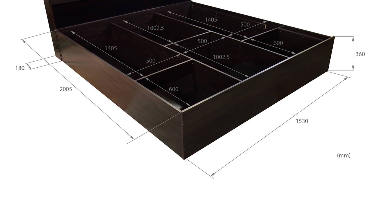 Kyushu storage bed wenge color melamine finish 8