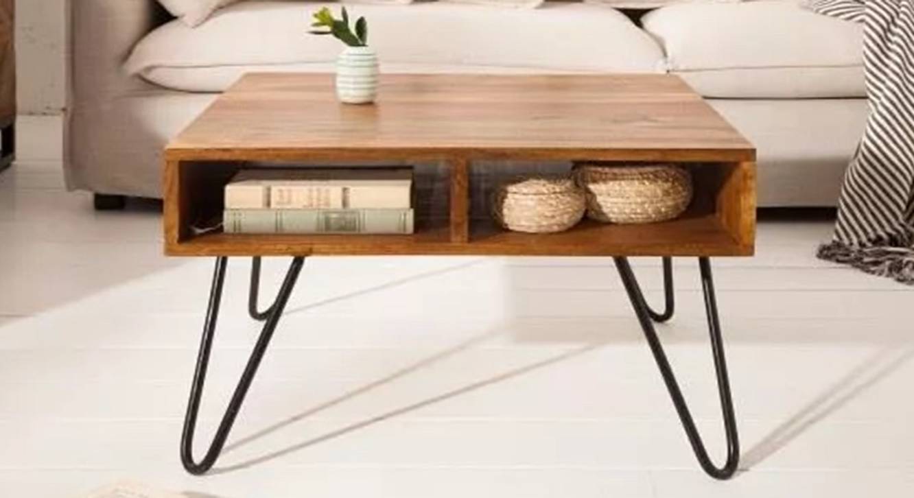 Lana Rectangular Solid Wood Coffee Table in Semi Gloss Finish Urban
