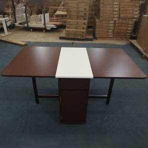 Portable Dining Table Design Amayah Folding Dining Table (Laminate Finish, White + Walnut)