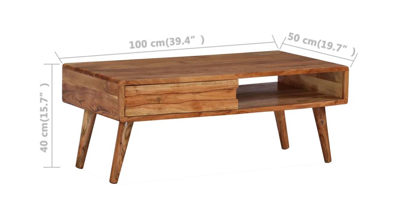 Steve coffee table rustic teak color semi gloss finish 6