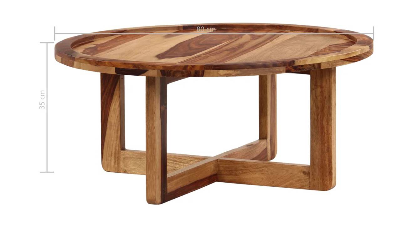Xavier Round Solid Wood Coffee Table in Semi Gloss Finish Urban Ladder