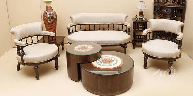 Qayanat Wooden Sofa - Walnut (1-seater Custom Set - Sofas, None Standard Set - Sofas, Regular Sofa Size, Regular Sofa Type, Walnut, Solid_Wood Sofa Material)