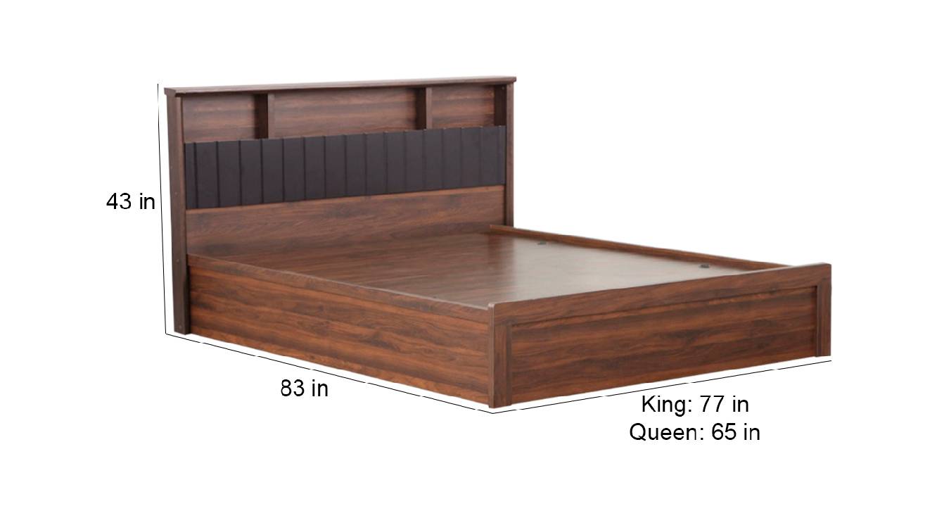 Bangka storage bed brown color engineered wood finish 6