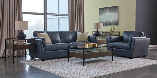 Cormac Leatherette sofa - Blue (Blue, 3-seater Custom Set - Sofas, None Standard Set - Sofas, Leatherette Sofa Material, Regular Sofa Size, Regular Sofa Type)