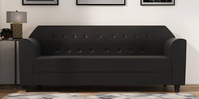 Rismana Leatherette sofa - Black (Black, 3-seater Custom Set - Sofas, None Standard Set - Sofas, Leatherette Sofa Material, Regular Sofa Size, Regular Sofa Type)