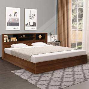 Queen Size Bed Design Poros Storage Bed (Queen Bed Size, Brown Finish)