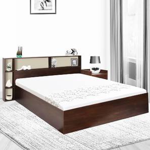 Queen Size Bed Design Thasos Storage Bed (Queen Bed Size, Brown Finish)