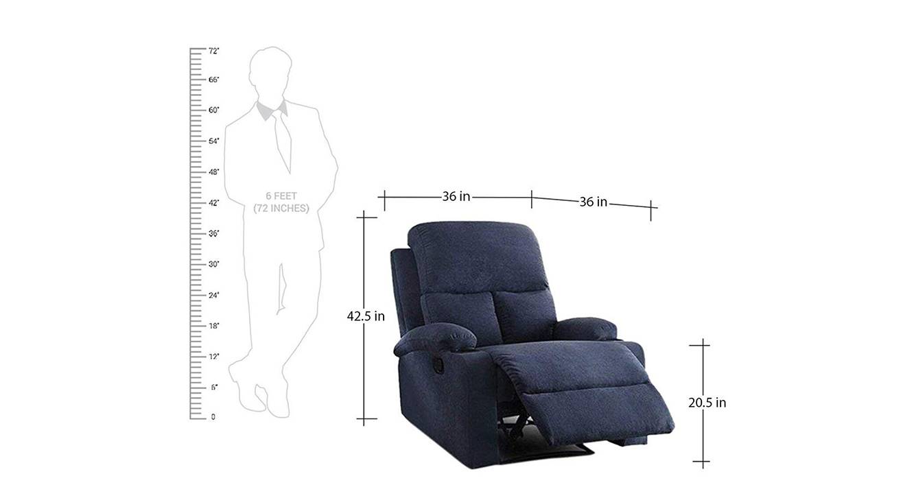 Thompson manual recliner blue color upholstered recliner finish 6