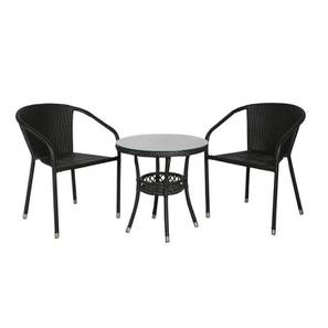 Balcony Sets Design Darwin Metal Outdoor Table in Black Colour with set of Chairs
