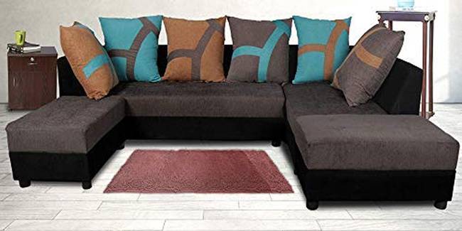 Ayoni Fabric Sectional Sofa - Grey & Black (None Standard Set - Sofas, Fabric Sofa Material, Regular Sofa Size, Sectional Sofa Type, Right Sectional Sofa Custom Set - Sofas, Regular Cushion Type, grey-black)