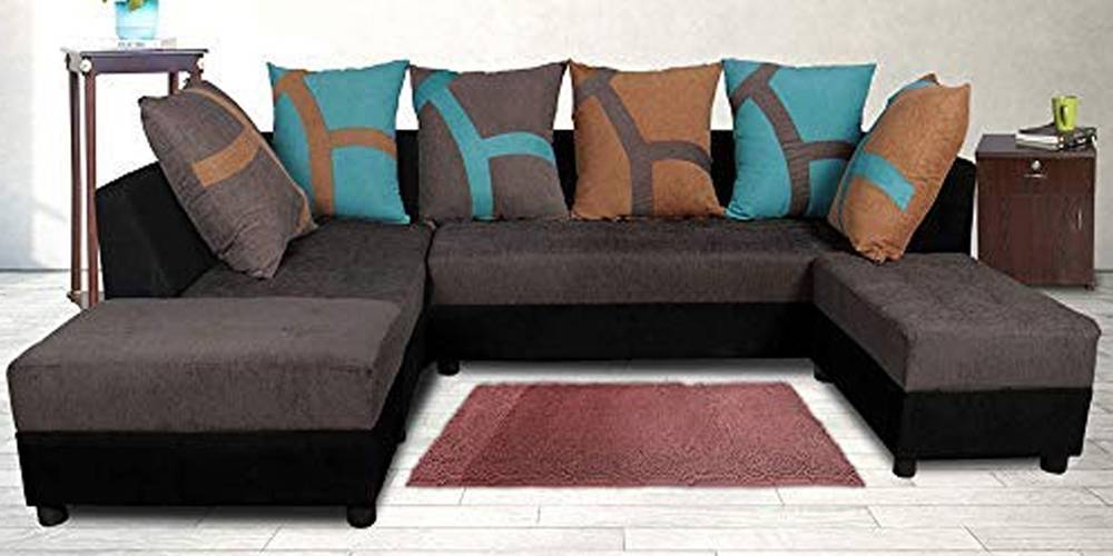 Claretta Fabric Sectional Sofa - Grey & Black by Urban Ladder - - 