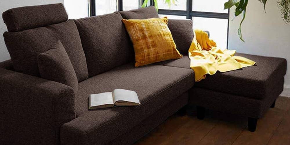 Dresden Fabric Sectional Sofa - Brown by Urban Ladder - - 
