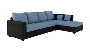 Eaton Fabric Sectional Sofa - Blue-Black