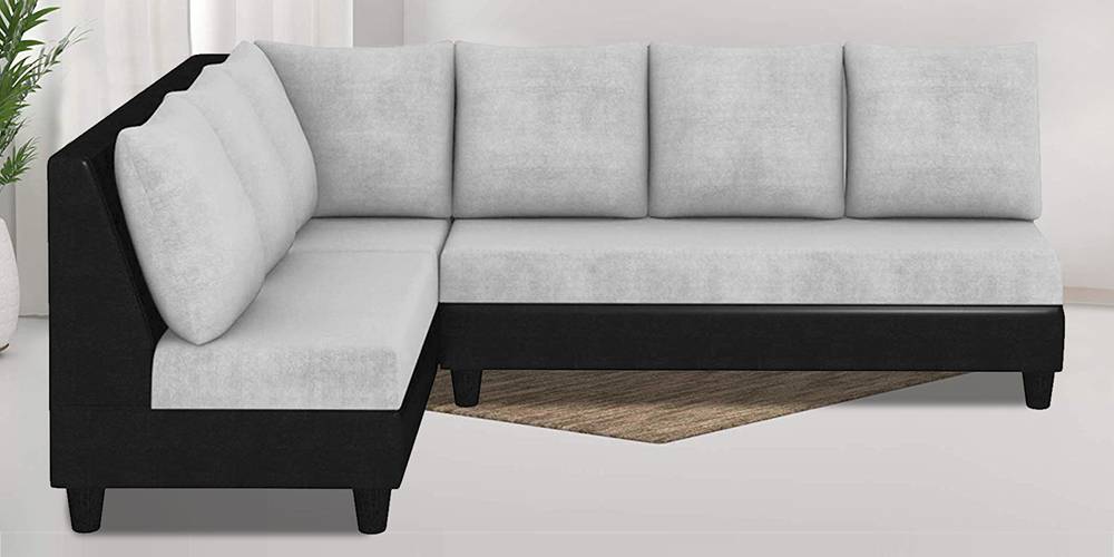 Essen Fabric Sectional Sofa - Light Grey-Black by Urban Ladder - - 