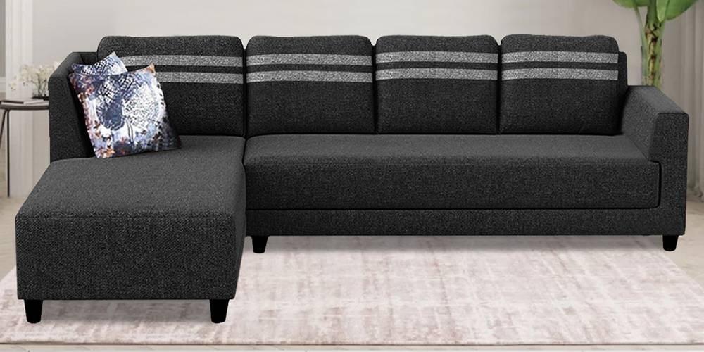 Esther Fabric Sectional Sofa - Dark Grey by Urban Ladder - - 