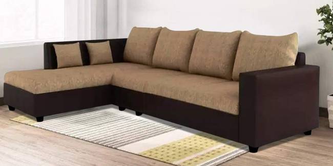 Nikaia  Fabric Sectional Sofa - Camel - Brown (None Standard Set - Sofas, Camel Brown, Fabric Sofa Material, Regular Sofa Size, Sectional Sofa Type, Left Sectional Sofa Custom Set - Sofas, Regular Cushion Type)