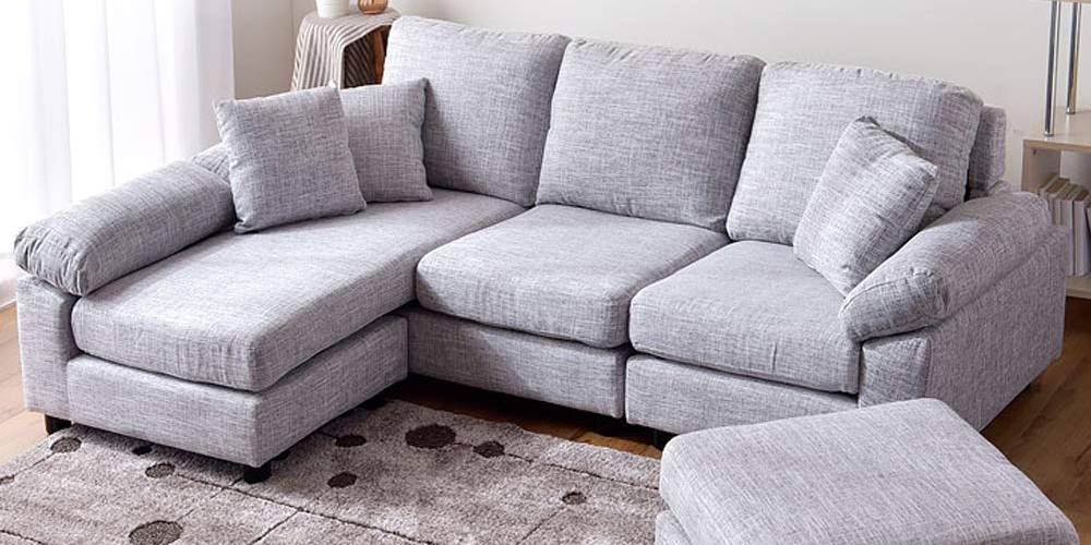 Shyla Fabric Sectional Sofa - Light Grey by Urban Ladder - - 
