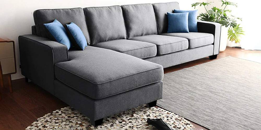 Skyler Fabric Sectional Sofa - Grey by Urban Ladder - - 