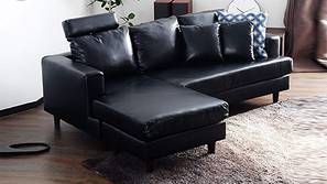 Harpo Leatherette Sectional Sofa - Black