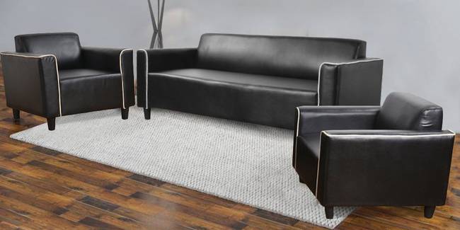 Jester Leatherette sofa - Black (Black, None Custom Set - Sofas, 3-1-1 Set Standard Set - Sofas, Leatherette Sofa Material, Regular Sofa Size, Regular Sofa Type)