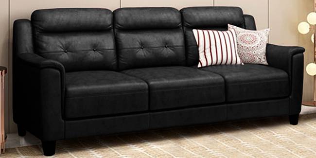 Kiko Leatherette sofa - Black (Black, 3-seater Custom Set - Sofas, None Standard Set - Sofas, Leatherette Sofa Material, Regular Sofa Size, Regular Sofa Type)