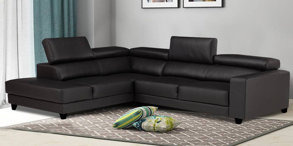 Jordy Leatherette Sectional Sofa - Black by Urban Ladder - - 