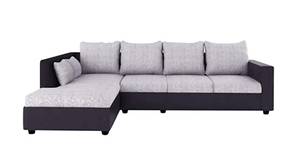 Nikaia Leatherette Sectional Sofa - Light Grey-Black