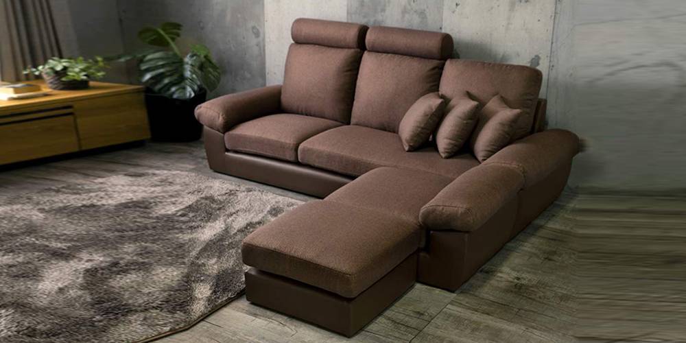 Savannah Leatherette Sectional Sofa - Brown by Urban Ladder - - 