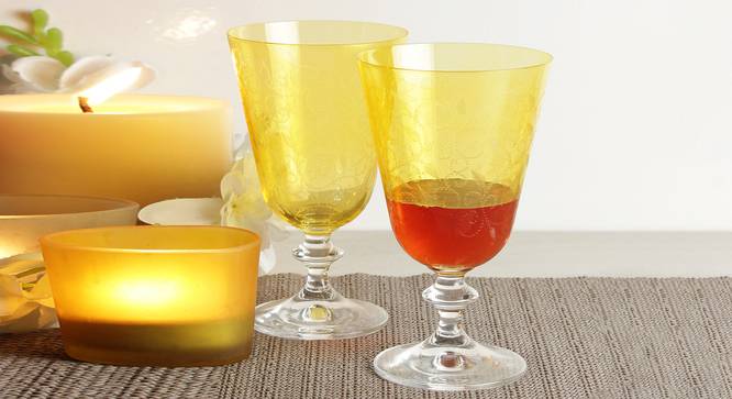 Bella Drinking Glass Set of 6 (Yellow) by Urban Ladder - Front View Design 1 - 377279