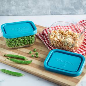 Kitchen Storage Containers Design Leah Containers Set of 2 (Medium Size, transparent)