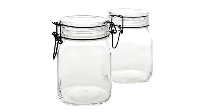 Lily Jars with Clear Glass Lid and Rubber Gasket Set of 2 (Transperant) by Urban Ladder - Design 1 Half View - 378303