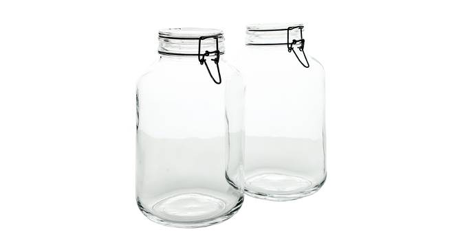 Lily Jars with Clear Glass Lid and Rubber Gasket Set of 2 (Transperant) by Urban Ladder - Design 1 Half View - 378306