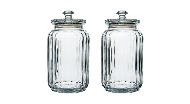Otis Jars with Silicon Gasket and Glass Lid Set of 2 (Transperant) by Urban Ladder - Front View Design 1 - 378406