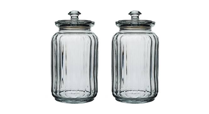 Otis Jars with Silicon Gasket and Glass Lid Set of 2 (Transperant) by Urban Ladder - Front View Design 1 - 378407