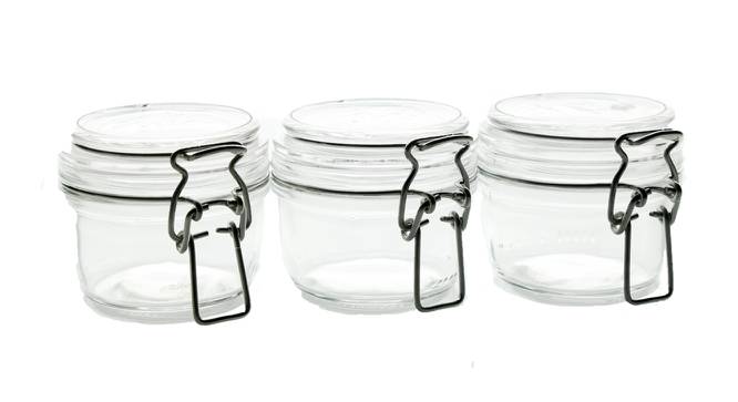 Violet Jars with Clear Glass Lid and Rubber Gasket Set of 3 (Transperant) by Urban Ladder - Design 1 Half View - 378506