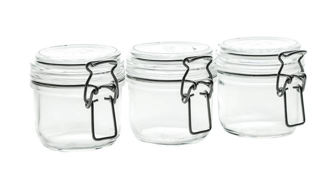 Violet Jars with Clear Glass Lid and Rubber Gasket Set of 3 (Transperant) by Urban Ladder - Design 1 Half View - 378507
