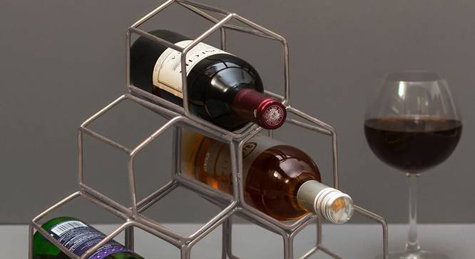 August Wine Rack (Ebony Finish, Copper) by Urban Ladder - Front View Design 1 - 378746