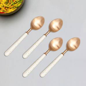 Dining Furniture In Greater Noida Design Homer Spoons - Set of 4 (White & Copper)