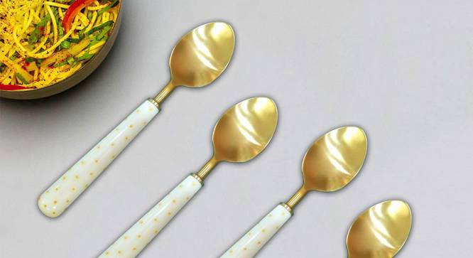 Homer Spoons - Set of 4 (Gold & White) by Urban Ladder - Front View Design 1 - 379200