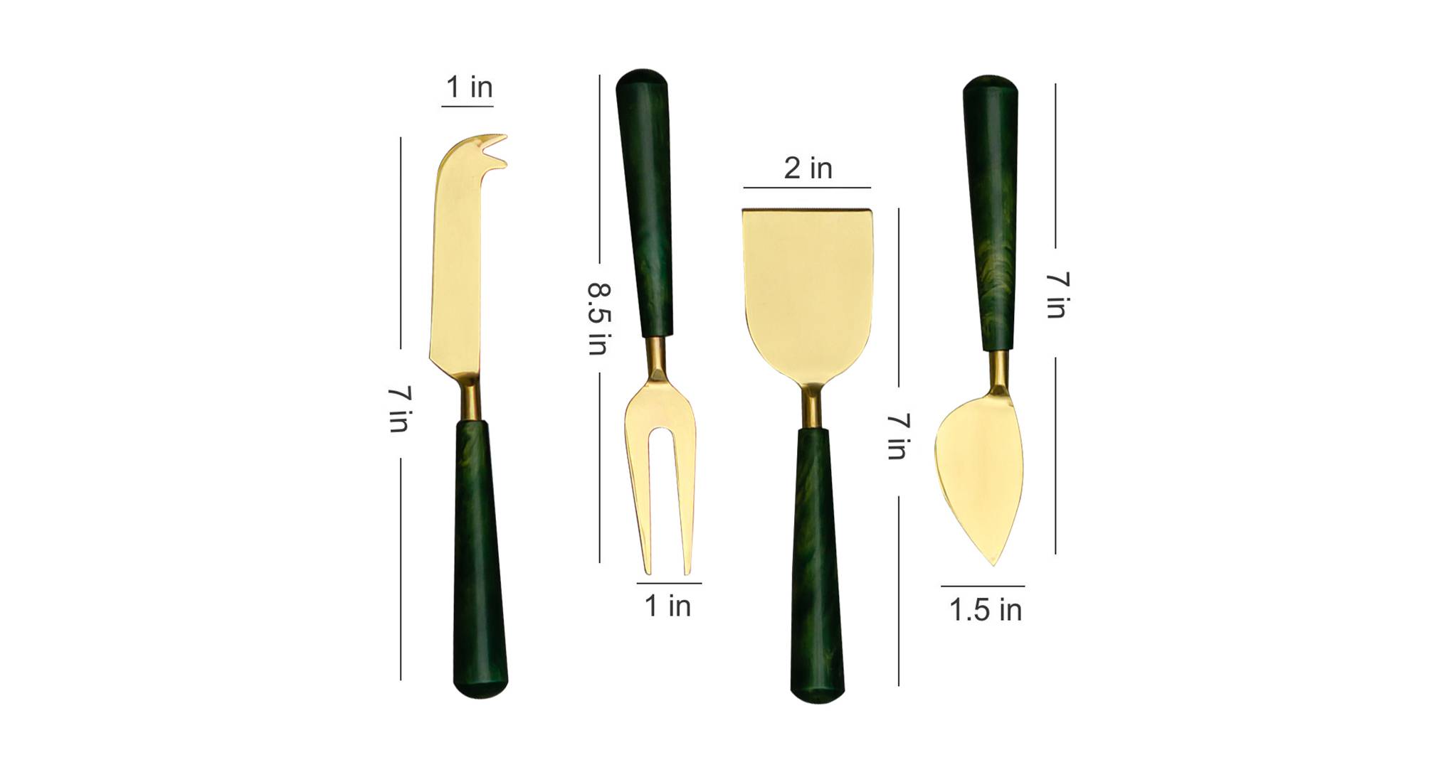 Jasper knives   set of 4 green gold1276 5