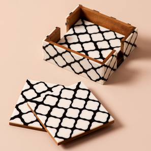 Trays Platters Design Maisie Coasters - Set of 4 (Black & White)