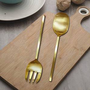 Spoons Design Milo Serving Spoon & Fork - Set of 2 (Gold)
