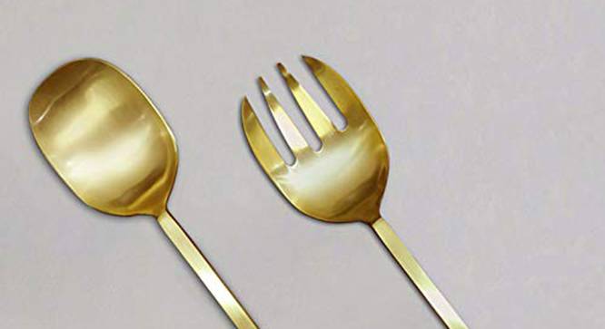 Milo Spoon & Fork - Set of 2 (Gold) by Urban Ladder - Front View Design 1 - 379641