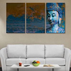 Buddha Painting Design Sky Blue Canvas Wall Art