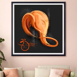 Mandir Decor Design Black Synthetic Fiber Wall Art